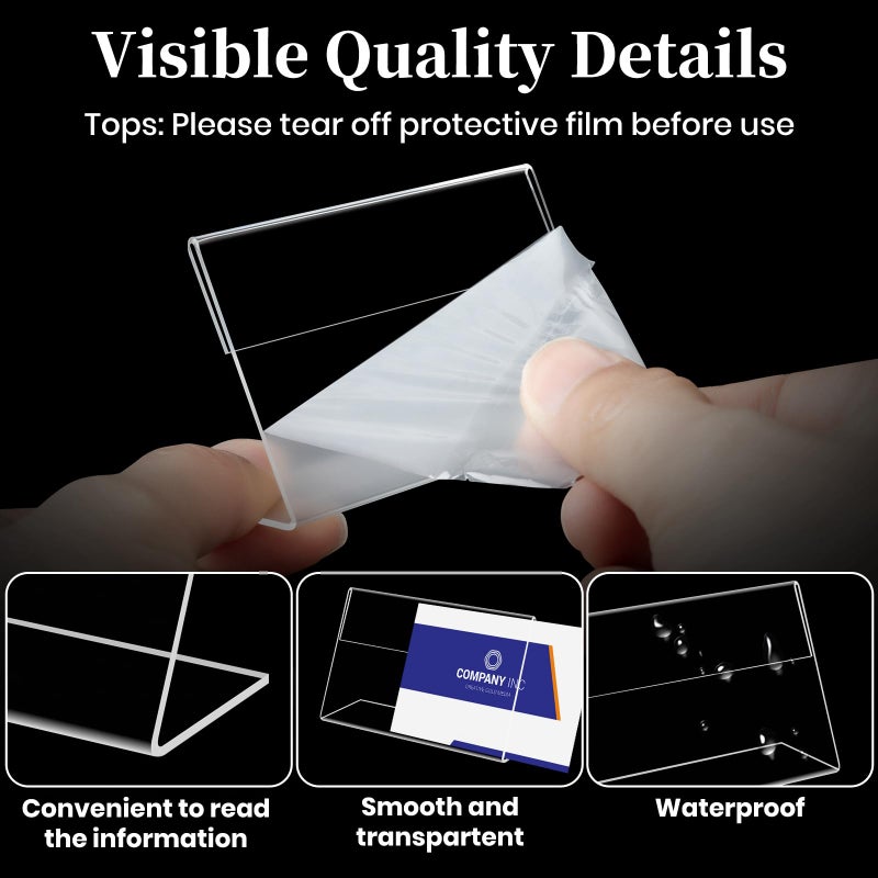 Daletu 30 PCS Small Acrylic Sign Holder 2.36"" X 1.57"", Mini Acrylic Food Sign Labels for Party Buffet, Retail Price Display, Clear Plastic Table Counter Top Stand for Place Cards, Name Card, Wedding Signs - Image 2